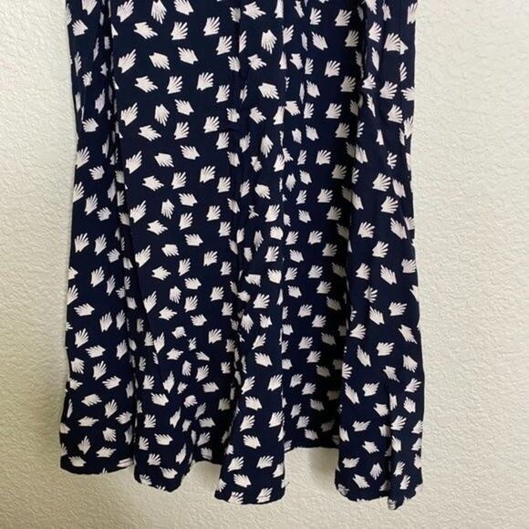 THML Navy Blue Feather Print Off the Shoulder Dress Small - Picture 7 of 9